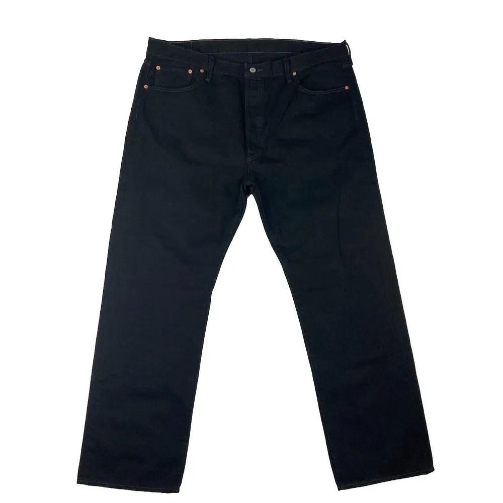 Levi's 501 Mens Jeans Black Button Fly High Rise Size‎ 42x32